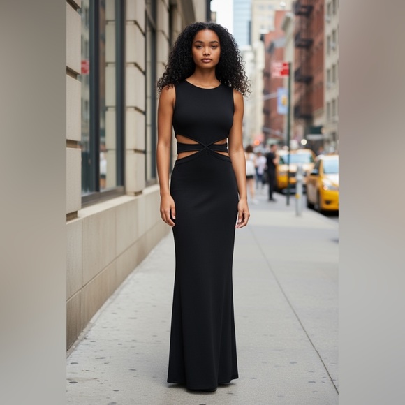 Jodi Kristopher Dresses & Skirts - Jodi Kristopher Floor-Length Black Cutout Dress